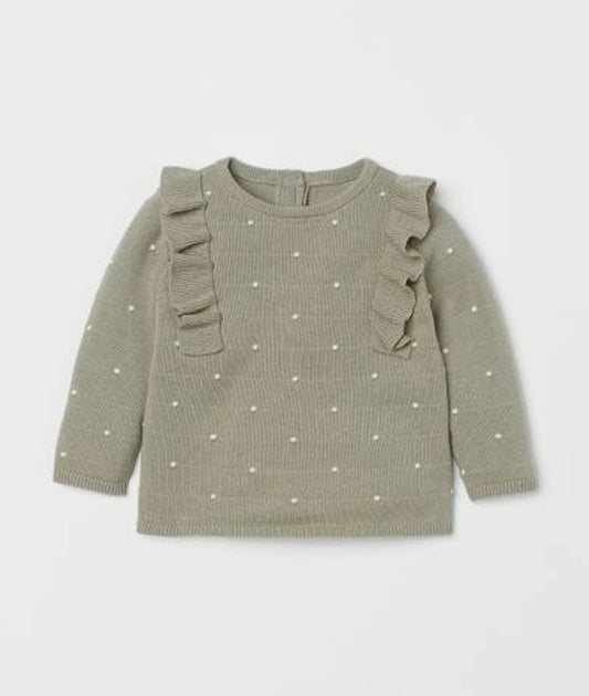 Flounced fine-knit jumper