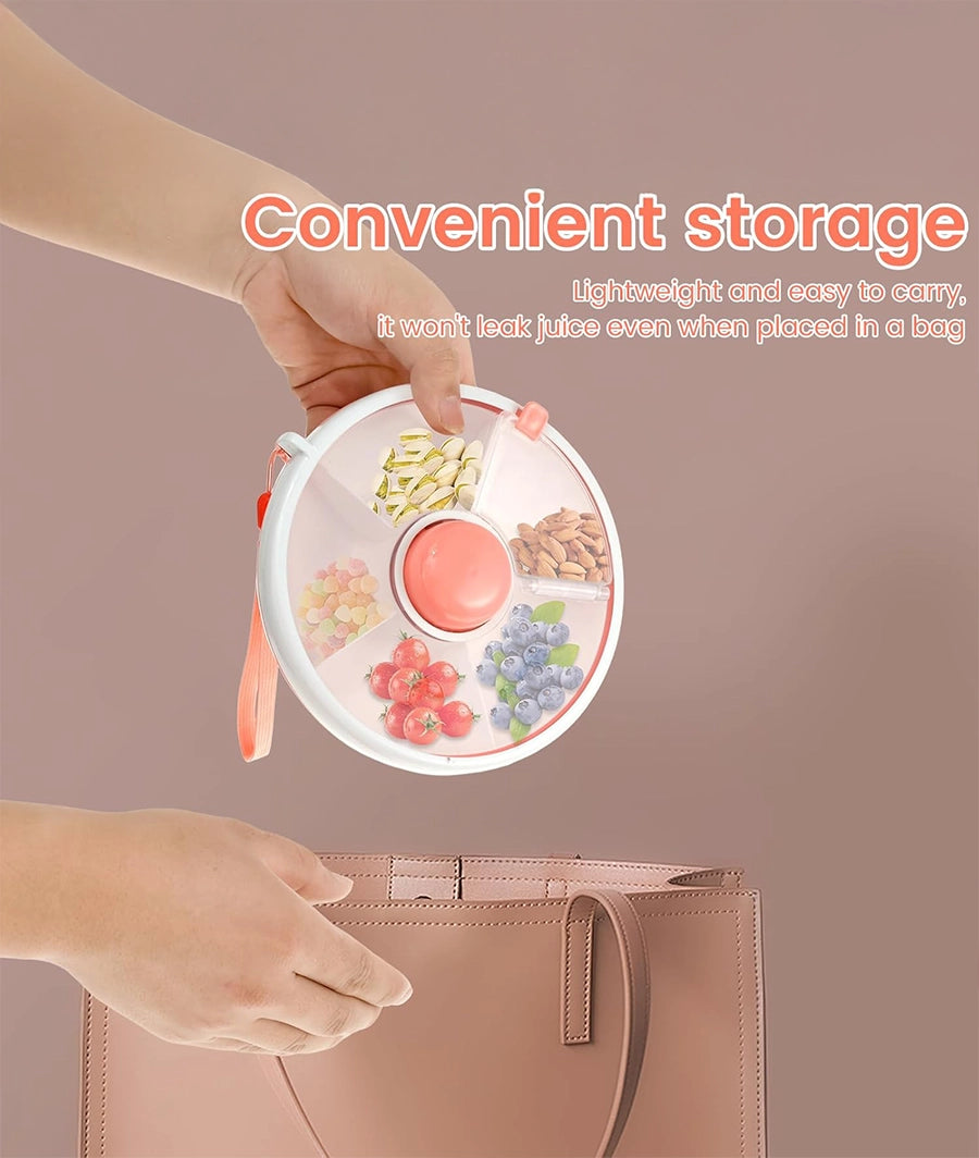Kids Snack Spinner Toddler Spinner Snack Box with Hand Strap 18cm 5 Compartments (pink) – Image 3