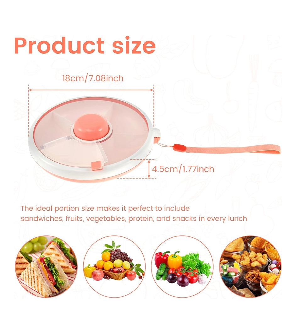 Kids Snack Spinner Toddler Spinner Snack Box with Hand Strap 18cm 5 Compartments (pink) – Image 5