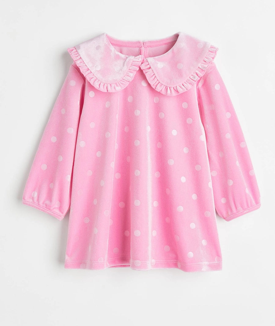 Collared velour dress