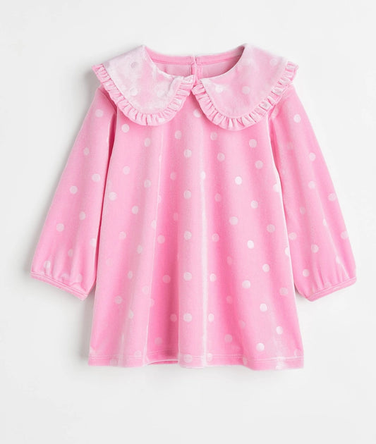 Collared velour dress