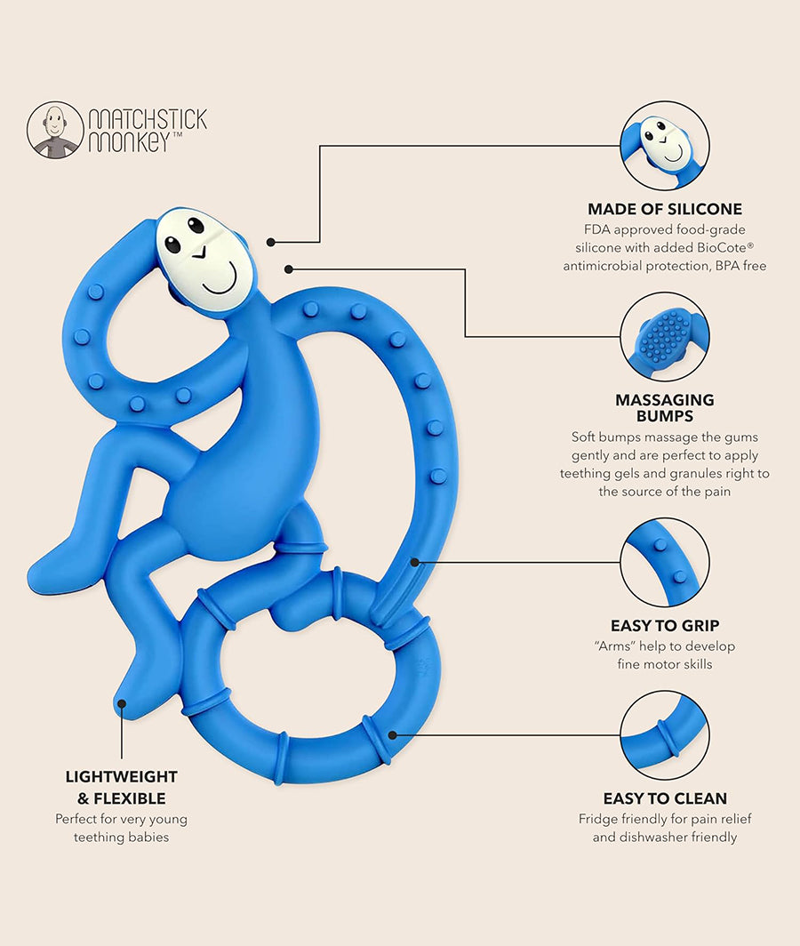 Matchstick Monkey Mini Monkey Teether Blue – Image 2