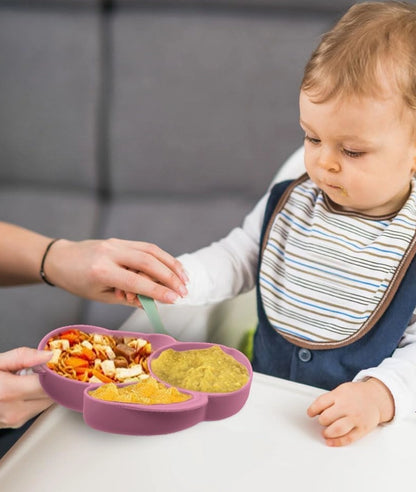 Toddler Plates, Pink Silicone Suction Divided Plate (pink) – Image 2