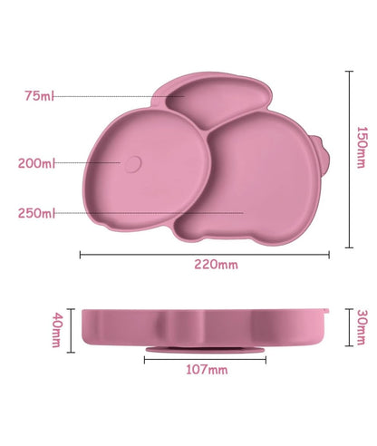 Toddler Plates, Pink Silicone Suction Divided Plate (pink) – Image 3