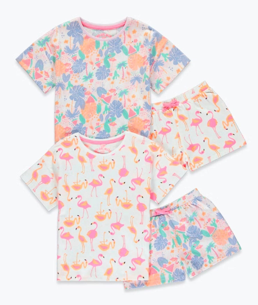 Kids 2 Pack Flamingo Pyjama Sets