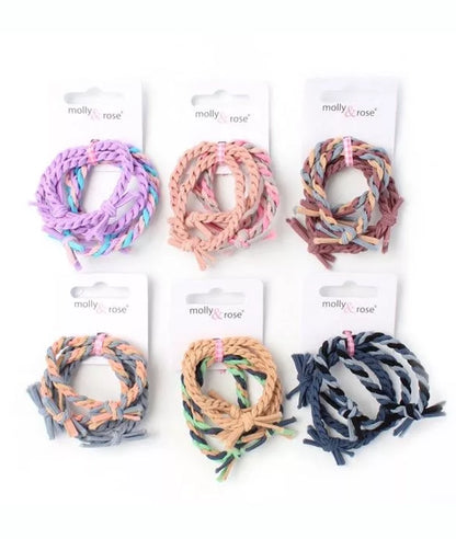Braided elastics - Assorted (1 style, 4 elastics)
