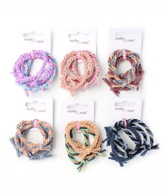 Braided elastics - Assorted (1 style, 4 elastics)