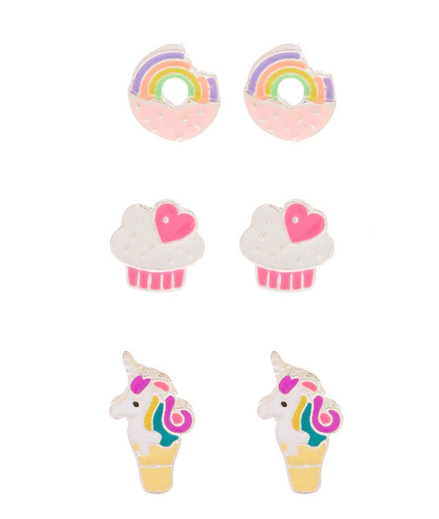 Unicorn Sweet Treat Stud Earrings - 3 Pack