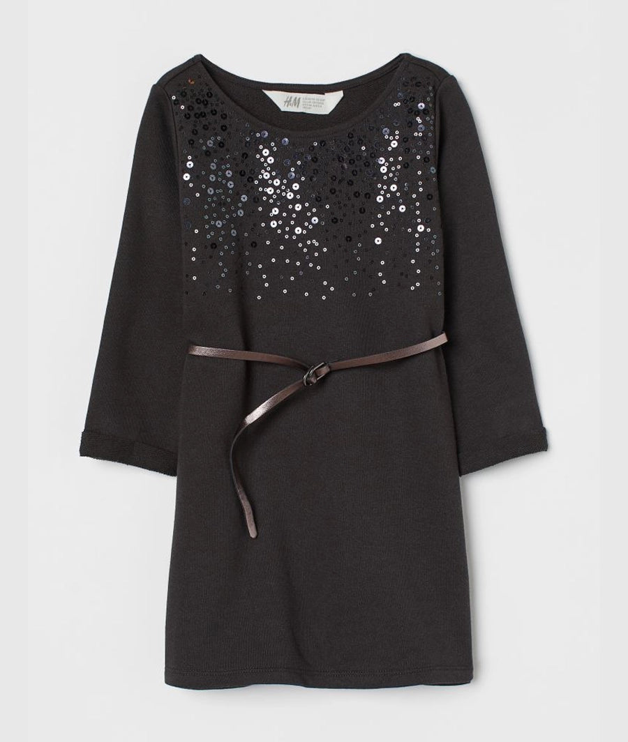 Belted sweatshirt dress