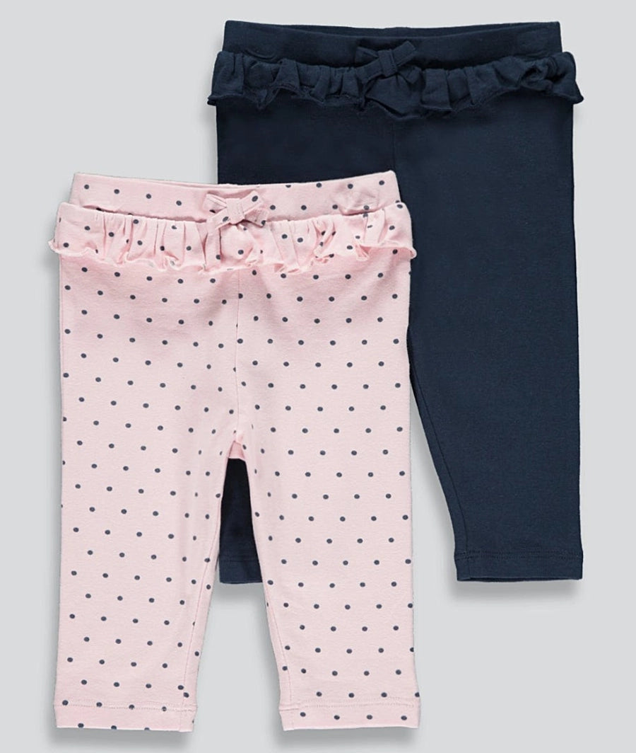 Girls 2 Pack Frill Leggings
