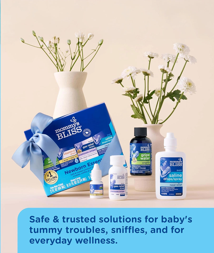 Mommy's Bliss Newborn Essentials Gift Set, Includes Gripe Water, Baby Vitamin D Drops, Baby Gas Drops, and Gentle Saline Drops/Spray – Image 4