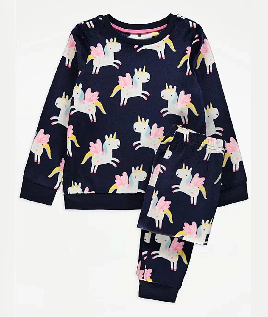 Navy Unicorn Print Pyjamas