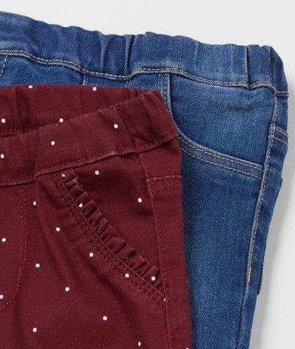 2-pack treggings, Dark red/Denim blue – Image 3