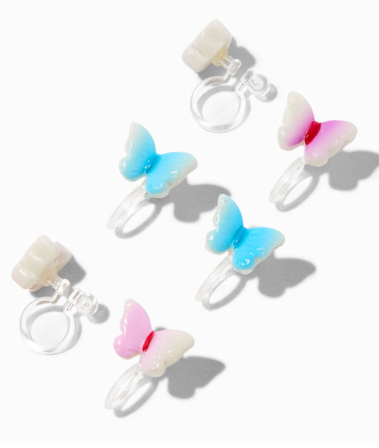 Claire's Club Glitter Butterfly Clip On Earrings - 3 Pack