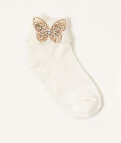 3d butterfly socks ivory