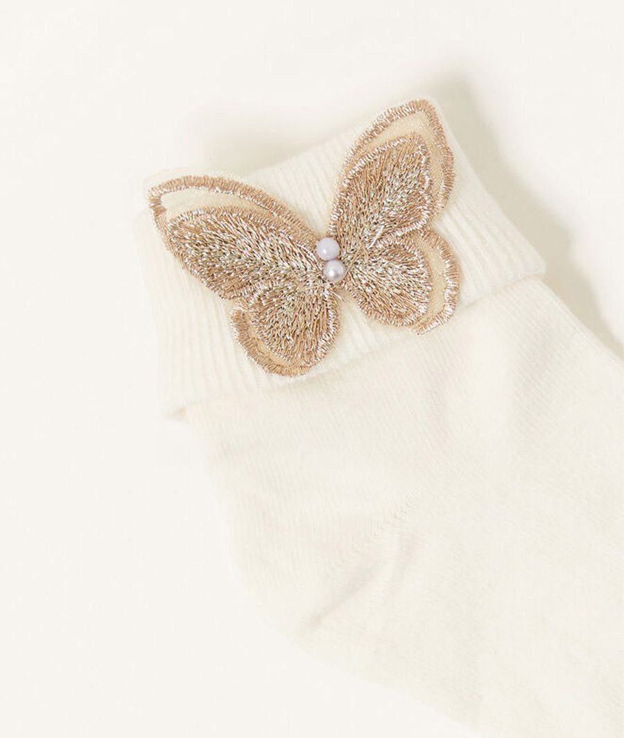 3d butterfly socks ivory – Image 2