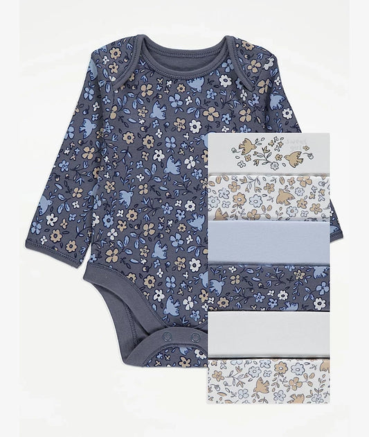 Assorted Floral Long Sleeve Bodysuits 7 Pack