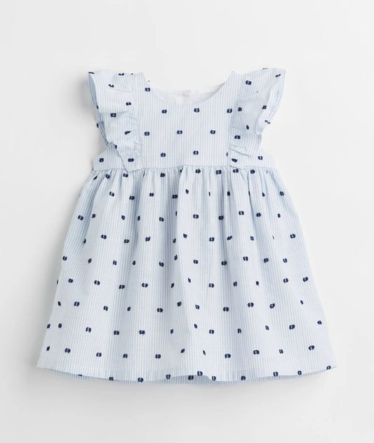 Flounce-trimmed cotton dress