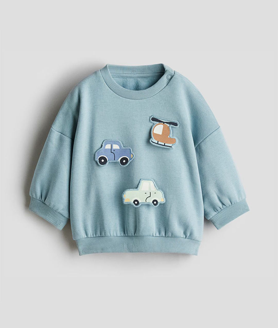 Motif-detail brushed-inside sweatshirt
