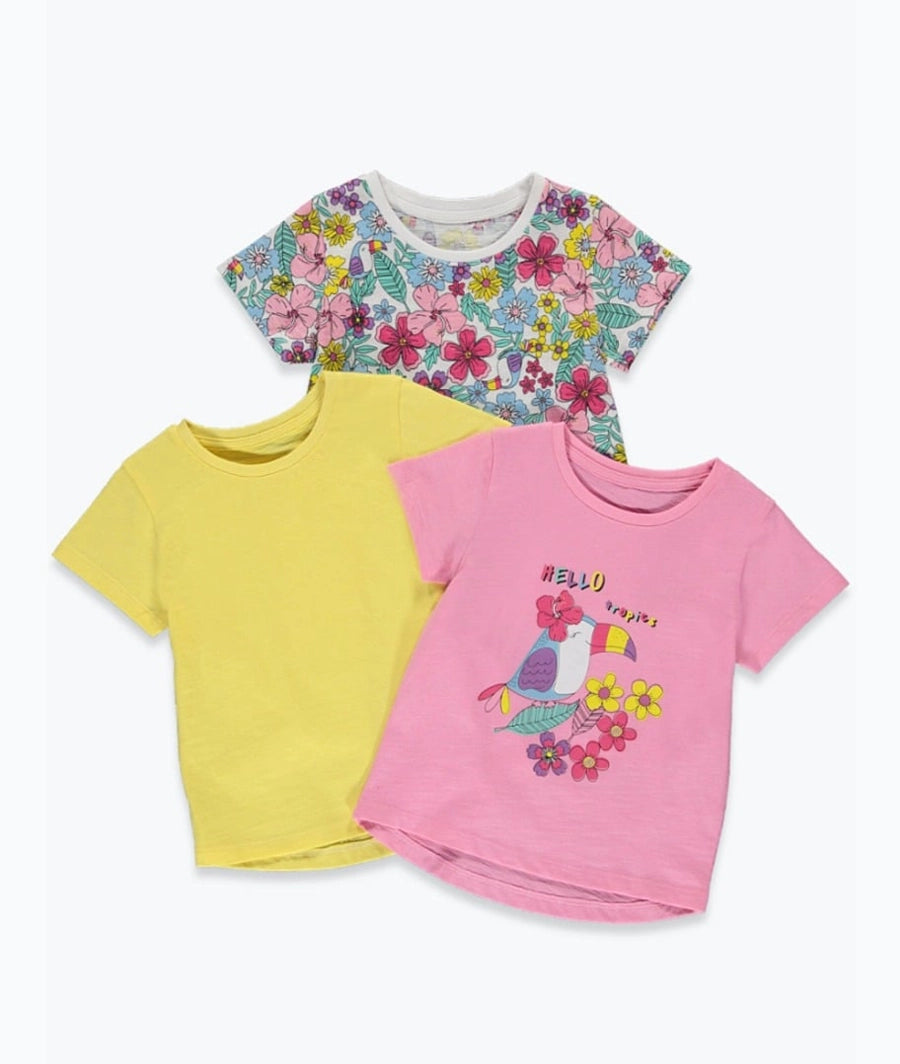 Girls 3 Pack Floral Tops
