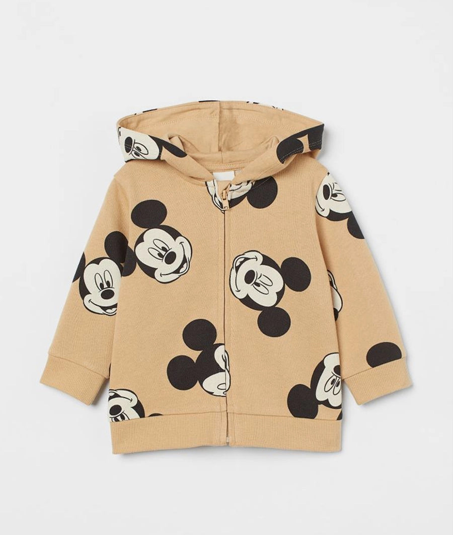 Patterned zip-through hoodie