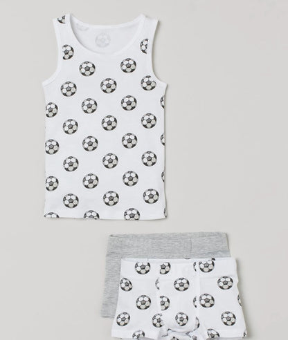 3-piece cotton jersey set (White/Footballs) – Image 2