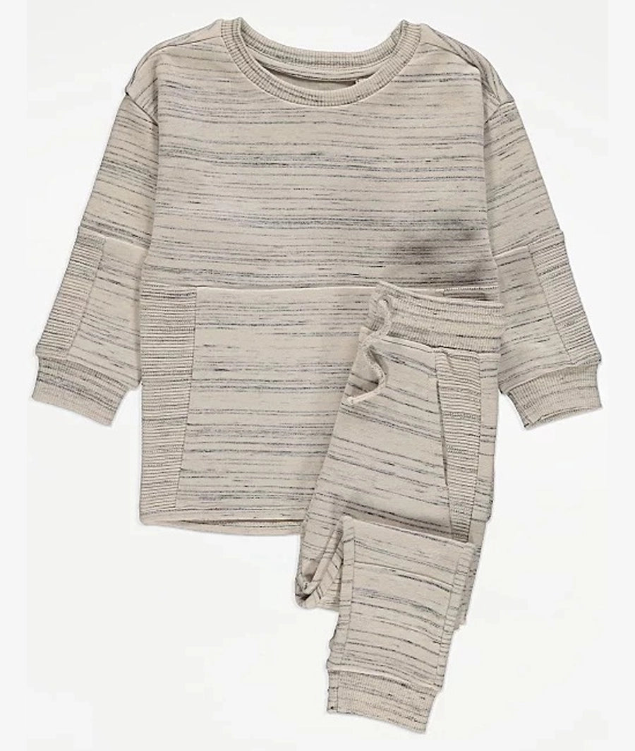 Cream Marl Sweatshirt and Joggers Outfit