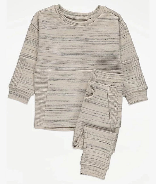Cream Marl Sweatshirt and Joggers Outfit