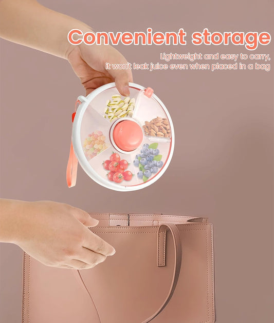 Kids Snack Spinner Toddler Spinner Snack Box with Hand Strap 18cm 5 Compartments (purple) – Image 2