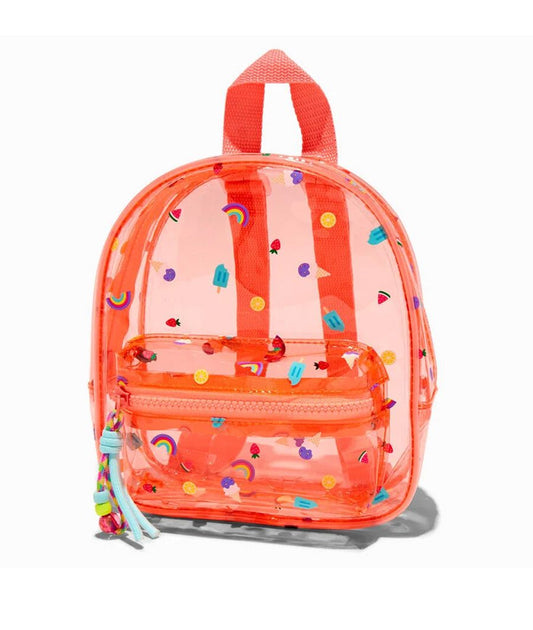 Claire's Club Summer Print Orange Mini Backpack