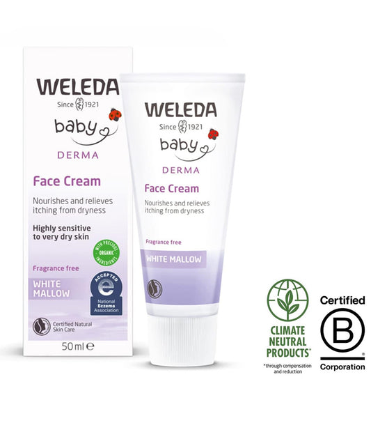 Weleda Baby Derma Face Baby Cream, White Mallow Moisturiser 50 ml