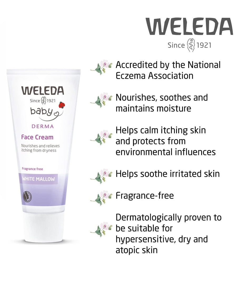 Weleda Baby Derma Face Baby Cream, White Mallow Moisturiser 50 ml – Image 2