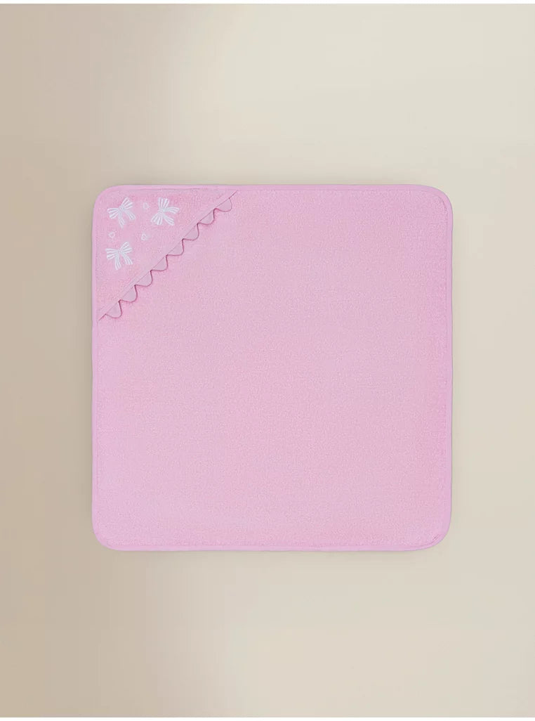 Pink Bows Cotton Hooded Towel