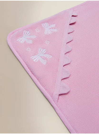 Pink Bows Cotton Hooded Towel