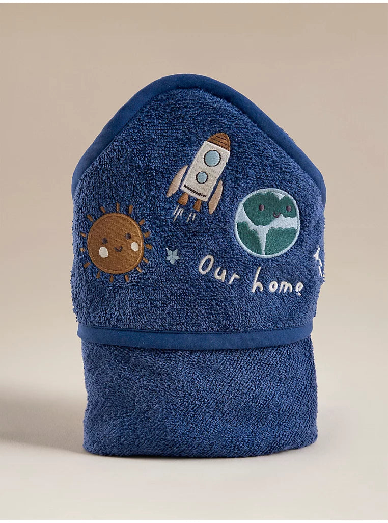 Blue Space Cotton Hooded Towel