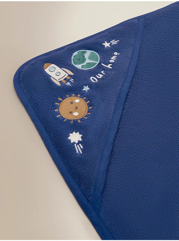Blue Space Cotton Hooded Towel