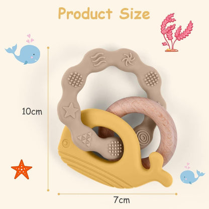 Vicloon Teething Toys for Baby, Silicone and Wood Teether