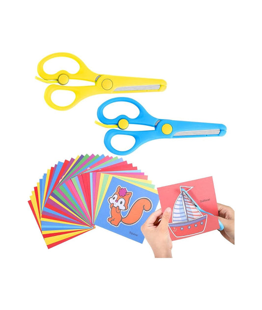 2 Pcs Kids Scissors, Childrens Safety Stainless Steel Scissors