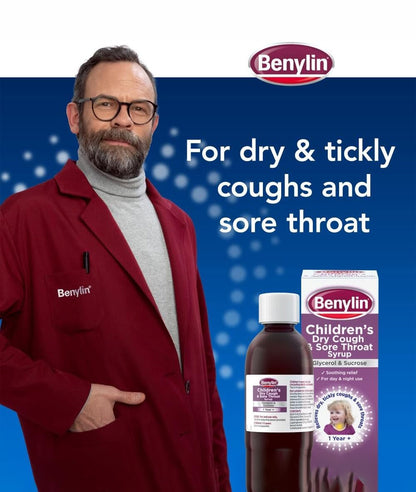 Benylin Children’s Dry Cough and Sore Throat Syrup, 125ml – Image 2
