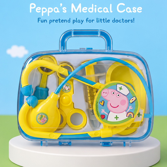 Peppa Pig medical case toy set with packaging on a blue background