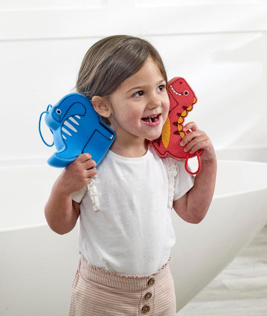 Fun Dino Sponges, Kids Bath Toys, Bath Sponge, Fun & Educational, 3+ Years, 3 Pack