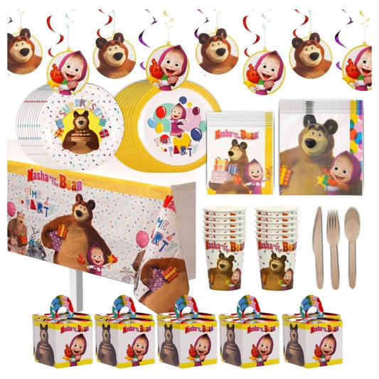 Masha and The Bear Party In A Box Cartoon Birthday Favor Boxes Decor Mighty Mojo – Image 2