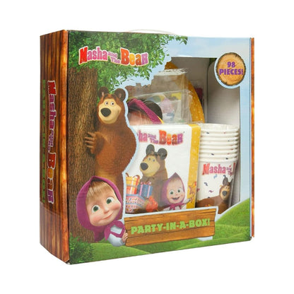 Masha and The Bear Party In A Box Cartoon Birthday Favor Boxes Decor Mighty Mojo