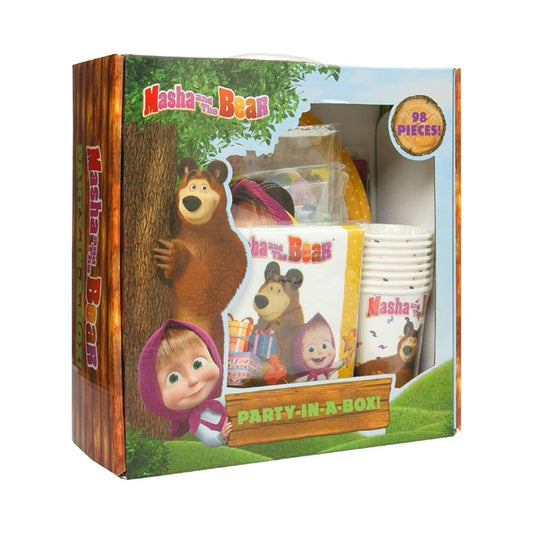 Masha and The Bear Party In A Box Cartoon Birthday Favor Boxes Decor Mighty Mojo