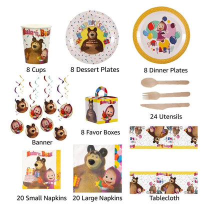 Masha and The Bear Party In A Box Cartoon Birthday Favor Boxes Decor Mighty Mojo – Image 3