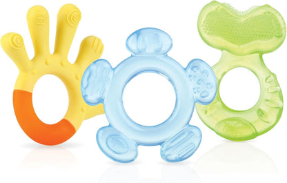 Nuby 3 Stage Teething Set for Babies, 3+ Months