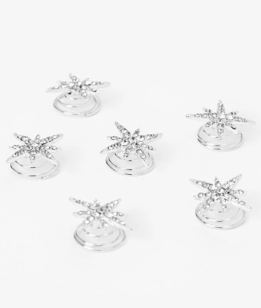 Starburst Hair Spinners - Silver, 6 Pack