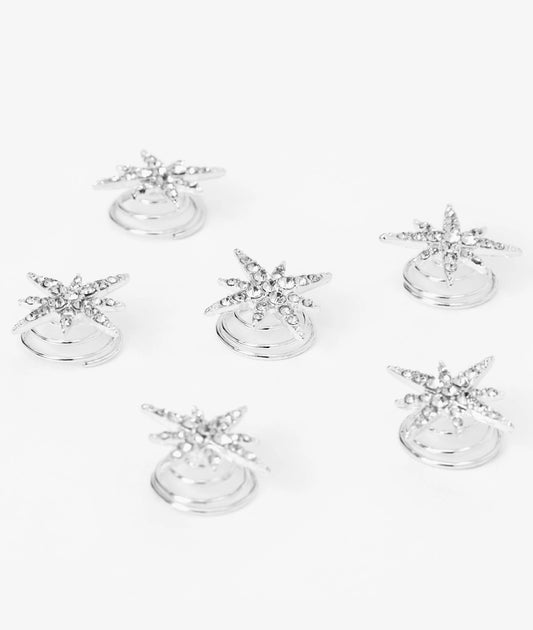 Starburst Hair Spinners - Silver, 6 Pack
