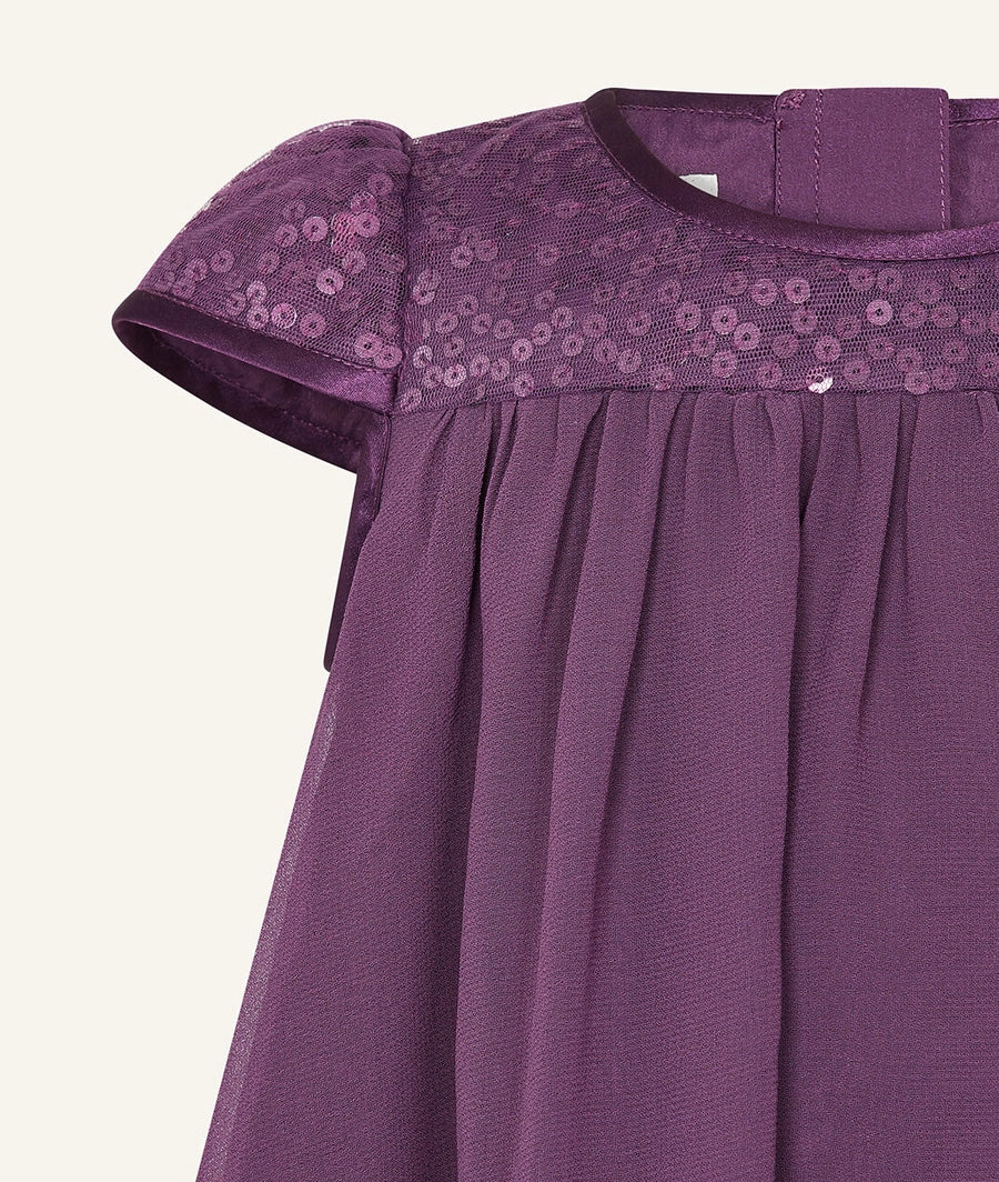 Baby sequin sleeve dress purple – Image 2