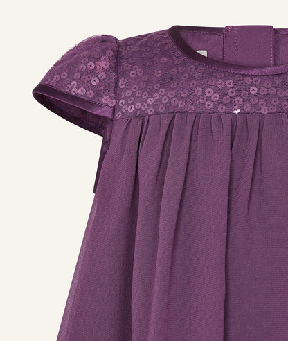 Baby sequin sleeve dress purple – Image 2